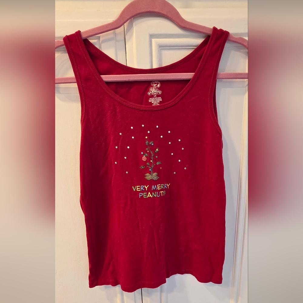 Peanuts Women's Festive Red Tank Top ~ Size Large - Picture 4 of 7